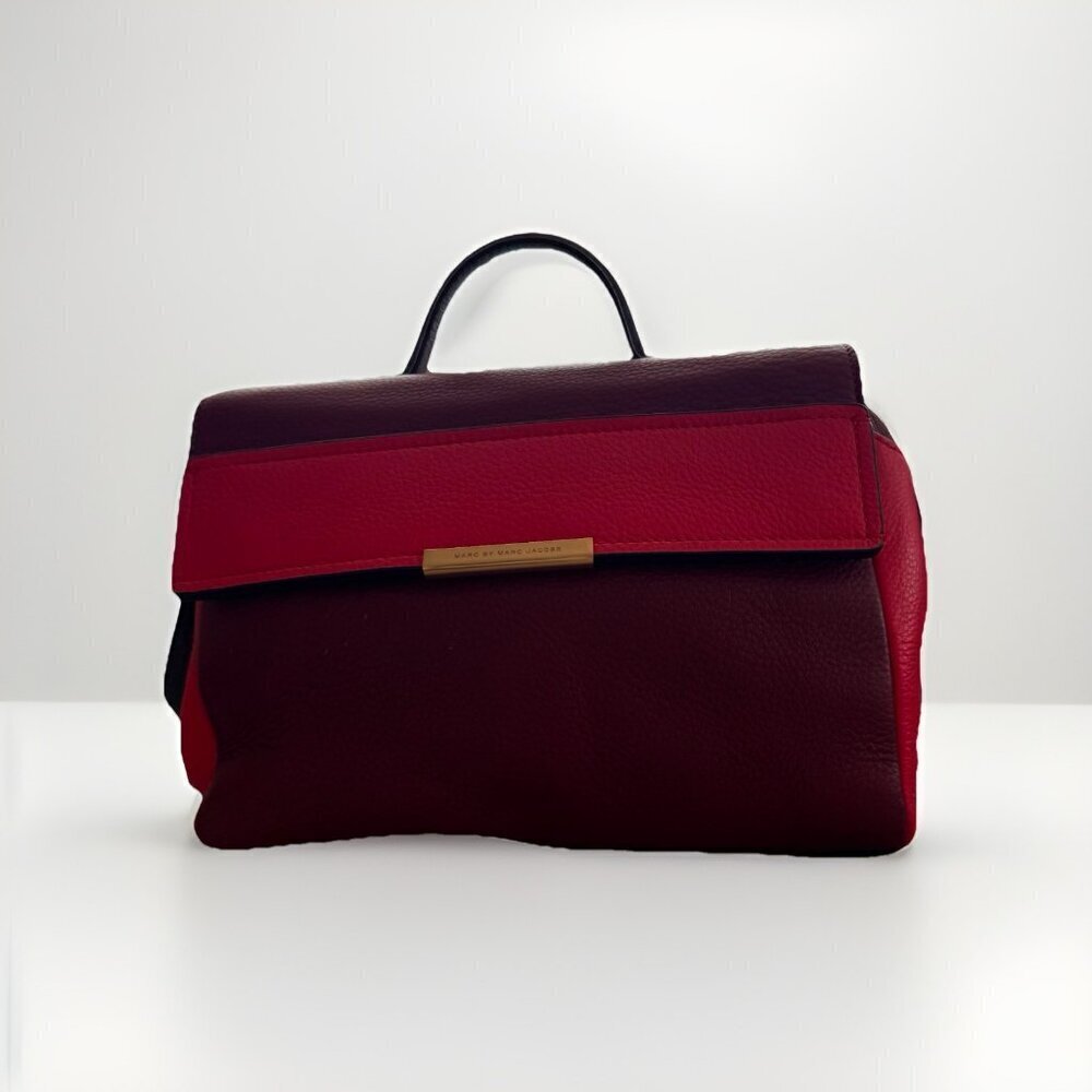 MARC JACOBS HAIL TO QUEEN DIANA RED MULTI PEBBLED LEATHER SATCHEL SHOULDER BAG